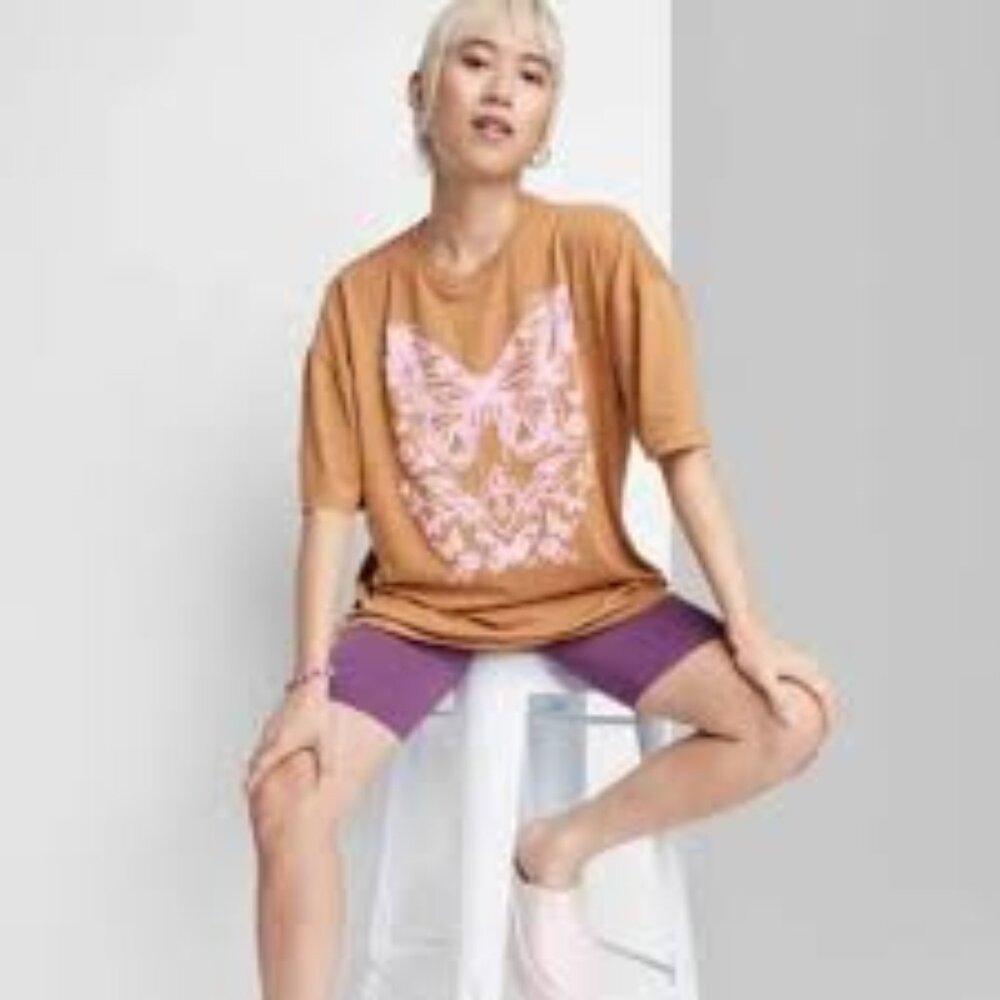 Women's Oversized Butterfly Graphic T-Shirt - Wild Fable